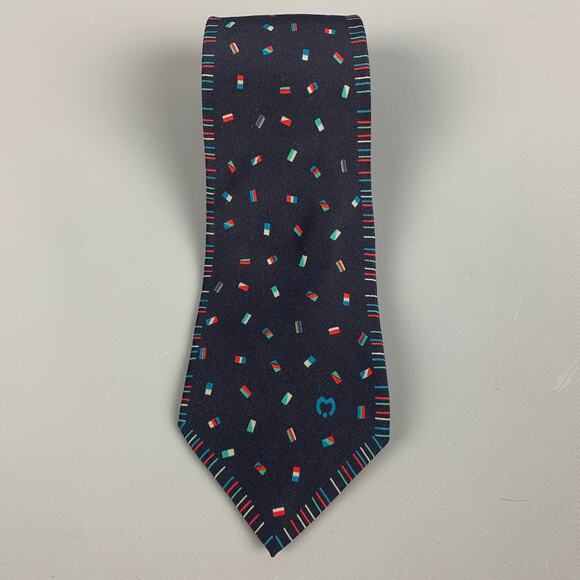 MILA SCHON Black Multi-Color Flags Silk Tie - Picture 2 of 5